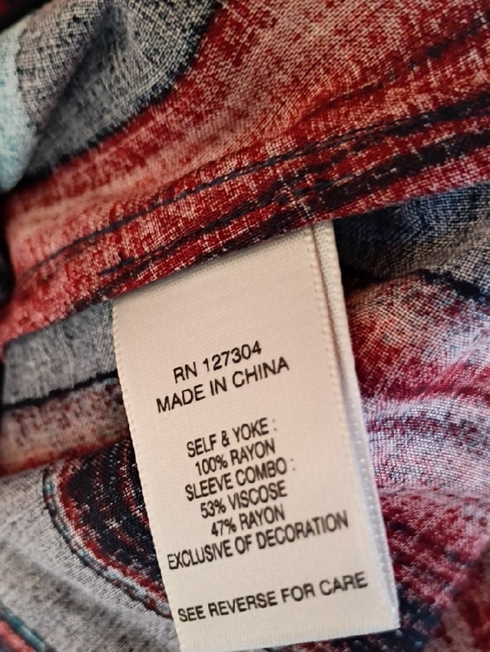 John Mark Embroidered Striped Boho Tunic in Red, Navy & Teal Size XL - Picture 10 of 13